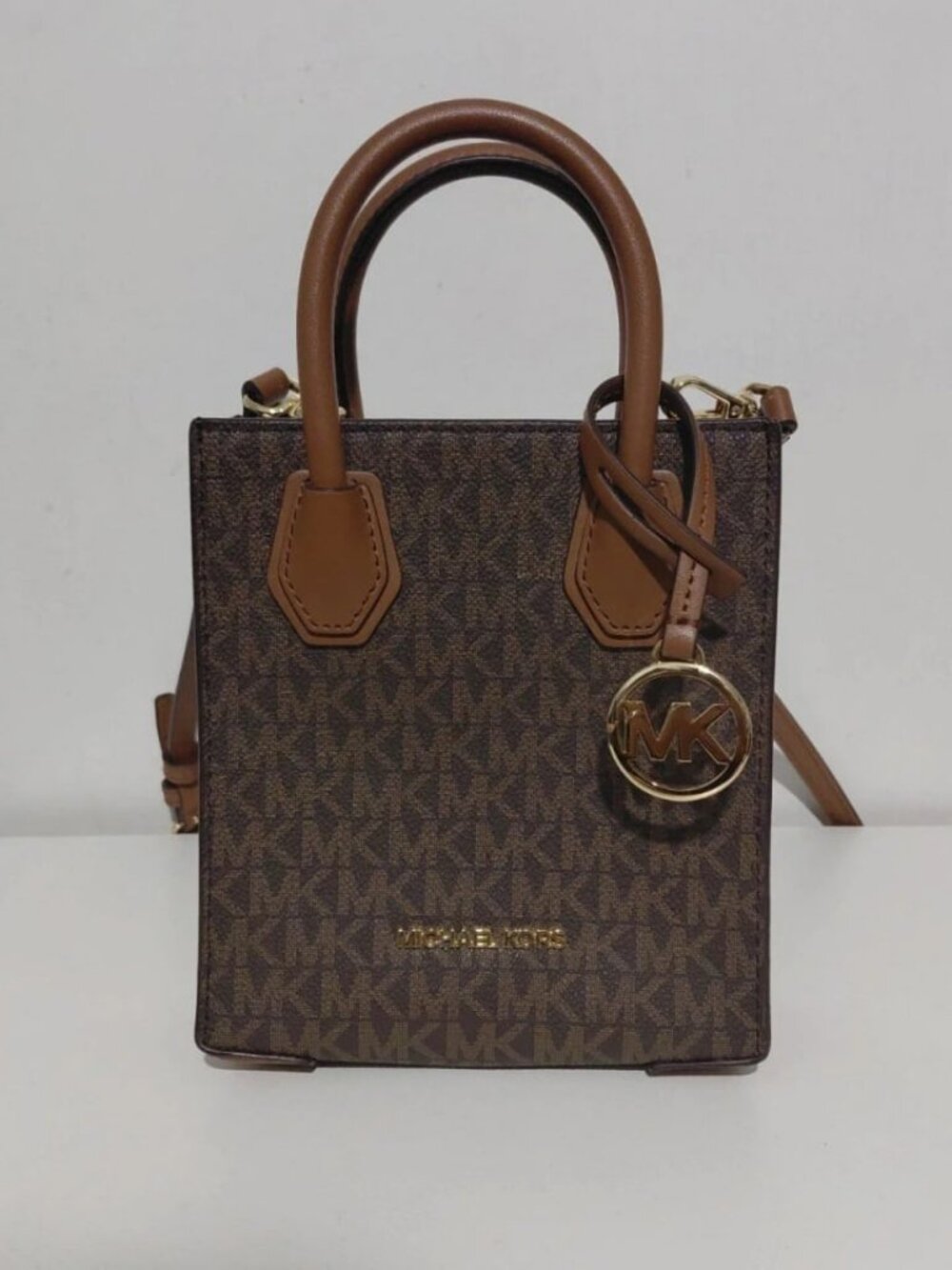 Michael Kors Mercer XS Signature Logo Crossbody Tote Brown